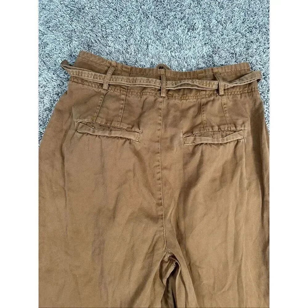 Free People Paper Bag Slouchy Belted Brown Pants Women's 4 Indie Boho Cotton
